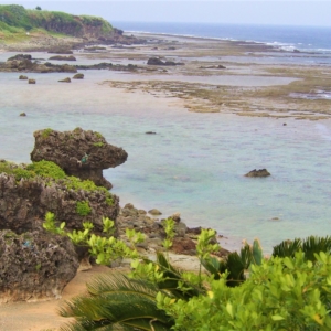笠石海浜公園の展望台から見えるウジジ浜　沖永良部島